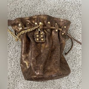 Posse Metallic Bucket Crossbody Bag